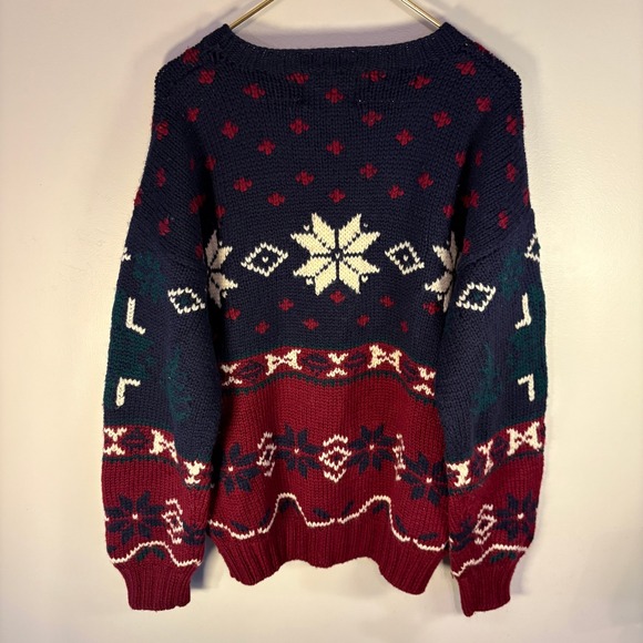 John Ashford Sport Hand Knits Men's L Wool Fair Isle Snowflake Sweater - Picture 5 of 5